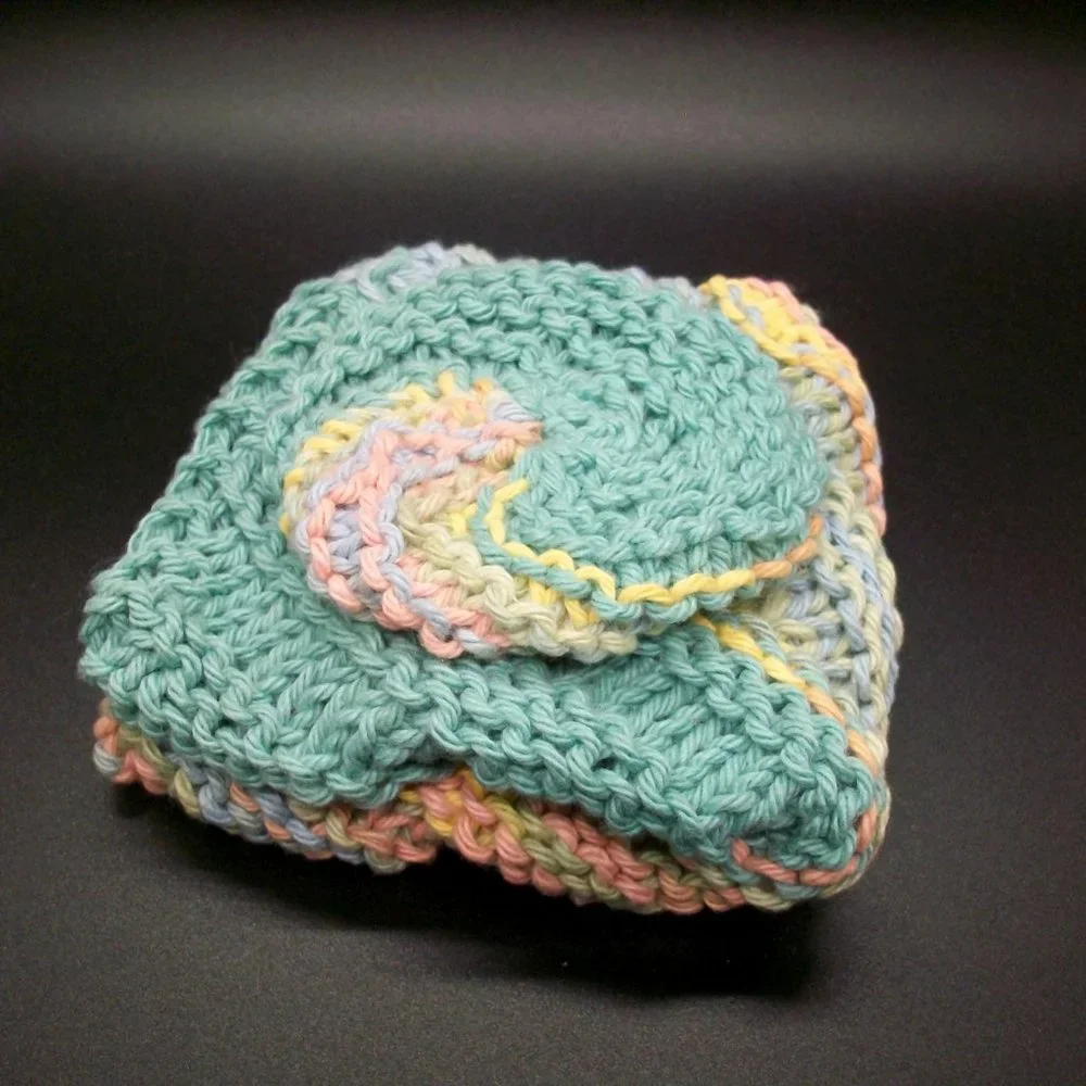 Handmade Knit Cotton Wash Dish Spa Cloth Scrubbie Set
